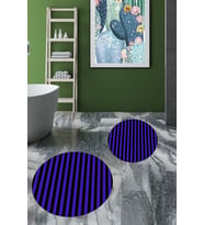 EVDEYA Dijital Yıkanabilir Çizgili Modern İkili Banyo Paspas Yuvarlak Klozet Takımı, YKLOZET-50-KIRMIZI, (Mor)