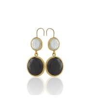 Kadir Jewellery 22 Ayar Altın Kaplama Kadın İnci Küpe -El İşçiliği Ve Hipoalerjenik Küpe (Siyah)