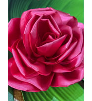 SATEN KABARTMA ÇİÇEK GİYİM DİKİŞ AKSESUARI ABİYE AKSESUARI ÇAP 22 CM (Fuşya)