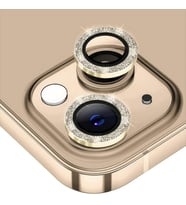 ALLY iPhone 14-14 Plus Diamond Taş İşlemeli Alüminyum Alaşımlı Kamera Lens Koruyucu (Gold)