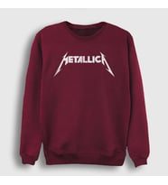 Presmono Unisex Beyaz Logo Metallica Sweatshirt 67317tt (Bordo)