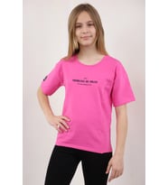 Toontoy Kız Çocuk Baskılı Tişört (Fuşya)