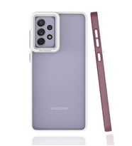 Galaxy A73 Kılıf Zore Mima Kenarları Renkli Silikon Kılıf (Mürdüm)
