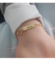 Kalpli Çocuk İsme Özel 925 Ayar Gümüş Bileklik (Gold)