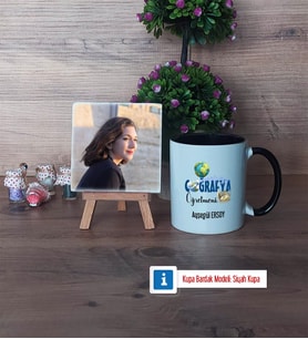 Coğrafya Öğretmeni Fotoğraflı Dekoratif Taş, Kupa Bardak Beyaz Hediye Öğretmenler Günü Hediyesi (Model 11)
