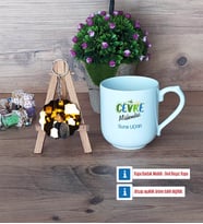 Çevre Mühendisi Kupa Bardak Beyaz ve Fotoğraflı Ahşap Anahtarlık Hediye (Model 5)
