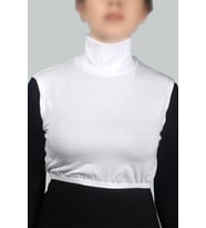 Sıfır Kol Balıkçı Yaka Tam Boğazlı Likralı Penye Kadın Yarım Body (Beyaz)