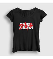 Presmono Kadın Beyaz Logo Anime Movie Film Akira T-Shirt 453611tt (Siyah)