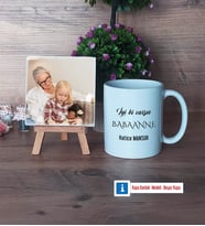 Babaanneye Hediye Fotoğraflı Dekoratif Taş, Kupa Bardak Beyaz Hediye (Model 1)