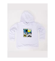 Batman baskılı kapüşonlu pamuklu kumaş çocuk sweatshirt (Beyaz)