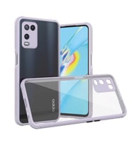 Oppo A54 4G Kılıf Kenar Renkli Sararmaz Şeffaf Kapak (Mor)