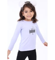Toontoy Kız Çocuk Baskılı Tişört (Mavi)