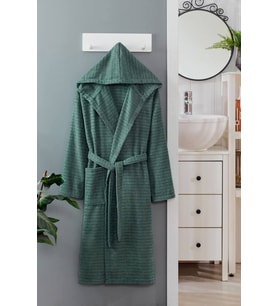 Kapüşonlu Unisex Banyo Bornozu %100 Soft Pamuklu (Yeşil)