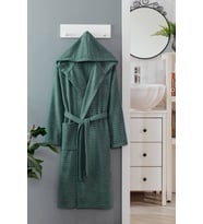 Kapüşonlu Unisex Banyo Bornozu %100 Soft Pamuklu (Yeşil)
