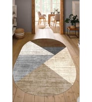 Dijital Baskılı Kaymaz Taban Yıkanabilir Oval Salon Halısı Mutfak Halısı Yolluk NDO-HT-862 (Vizon)