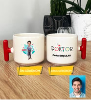 Doktor Hediye T Kupa Bardak Erkek Doktora Tıp Bayramı Hediyesi (Kırmızı)