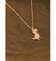 DKMN Gümüş Piksel Dinazor Kolye Unisex Gümüş Kolye Google Piksel Kolye (Rose)