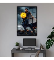 Metal Çerçeveli Cam Tablo Film Karakteri Doktor Strange Portresi (Siyah)