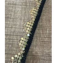EN 2 CM ÇELİK BONCUKLU TASARIM ŞERİT DİKİŞ GİYİM ÇANTA AKSESUARI 1 METRE (Siyah)