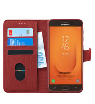 Samsung Galaxy J7 Prime 2 Kılıf Fabric Book Wallet (Kırmızı)