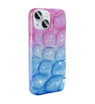 iPhone 15 Kılıf Simli 3D Desenli Hacar Kılıf (Pembe-Mavi)