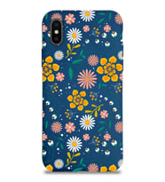 PrintiFy Apple iPhone XS ile Uyumlu Lansman Kılıf Çiçek Tasarımlı İçi Kadife Kapak (Lacivert)