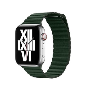 Apple Watch 44/45/46/49mm Kordon Deri Loop Kordon 2/3/4/5/6/se/7/8/9/10/11/ultra (Koyu Yeşil)