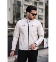 Erkek Su ve Rüzgar Geçirmez Slim Fit Astarlı Mevsimlik Mont (Taş)