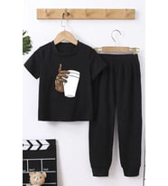 Çocuk Tupac Coffee Alt - Üst Eşofman Takımı (Siyah)