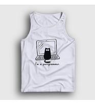 Presmono Unisex Sarı Cat Purrgrammer Developer Yazılımcı Atlet 331410tt (Beyaz)