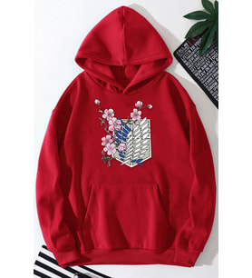 Unisex Flowers Baskılı Sweatshirt (Kırmızı)