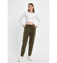 Kadın Rahat Kalıp Softech Polar Sweat Eşofman Altı SPR24EA97 (Haki)