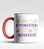 Kişiye Özel Biomedikal Mühendisi Tasarımlı Siyah Kupa (Kırmızı-Beyaz)