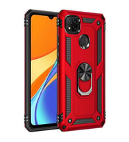 Xiaomi Redmi 9C Kılıf Yüzüklü Zırh Tank Vega (Kırmızı)