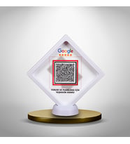 GOOGLE İŞLETME YORUM KARTI MASA ÜSTÜ STAND BEYAZ & KIRMIZI ÇERÇEVE RENK SEÇENEĞİ (Beyaz)