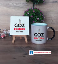 Göz Doktoru Dekoratif Taş, Kupa Bardak Kırmızı Hediye Tıp Bayramı Hediyesi (Model 8)