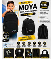 NEWFULL MOYA OKUL SIRT ÇANTASI (YENİ SEZON)-EKONOMİK (Siyah)