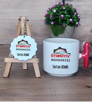 Otomotiv Mühendisi Hediye Seti Kupa Bardak T Kulplu ve Anahtarlık Mühendisler Günü Hediyesi (Model 1)