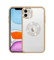 Uyumlu Model Apple iPhone 11 Kılıf Prıltılı Çıkartılabilir Kamera Lens Korumalı Esta Kapak (Gold)