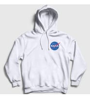 Presmono Unisex Gri Logo Nasa Space Uzay Kapüşonlu Sweatshirt 282908tt (Beyaz)