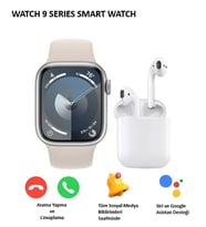 Watch 9 Series Akıllı Saat + Inpods i12 Bluetooth Kulaklık (Beyaz)
