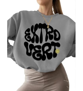 erkek Dişa dönük Baskılı unisex bisiklet yaka Sweatshirt Bej kadın kalın 3 iplik şardonlu Sweatshirt (Gri)