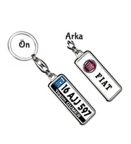 Kişiye Özel Plaka Metal Anahtarlık   Fiat Logo (Gümüş)