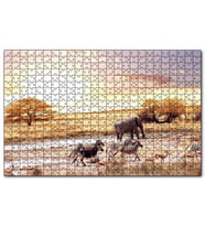 Cakapuzzle Savanada Su Kenarındaki Hayvanlar Puzzle Yapboz MDF (Ahşap) (1000 Parça)