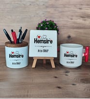 Hemşire Hediye Sepeti Kupa Bardak T Kulplu, Kalemlik ve Dekoratif Taş Tıp Bayramı Hemşireler Günü Hediyesi (Model 1)