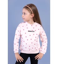 Toontoy Kız Çocuk Puantiye Desenli Sweatshirt (Pudra)