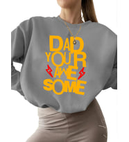 kadın erkek kalın Sweatshirt 3 iplik şardonlu Sweatshirt Bej unisex bisiklet yaka Baba sen (Gri)