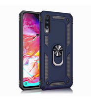 Samsung Galaxy A70 Uyumlu Kılıf Standlı Manyetik Yüzüklü Military Magnetic Ring Polycarbonate and TPU Case (Lacivert)