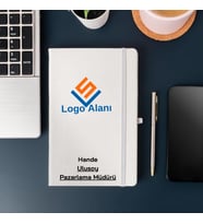 Gifttime İsim ve Kurumsal Logo Unvan Yazılı Baskılı Defter (Beyaz)
