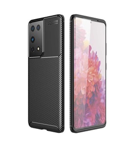 Samsung Galaxy S21 Ultra Kılıf Karbon Silikon Case (Siyah)